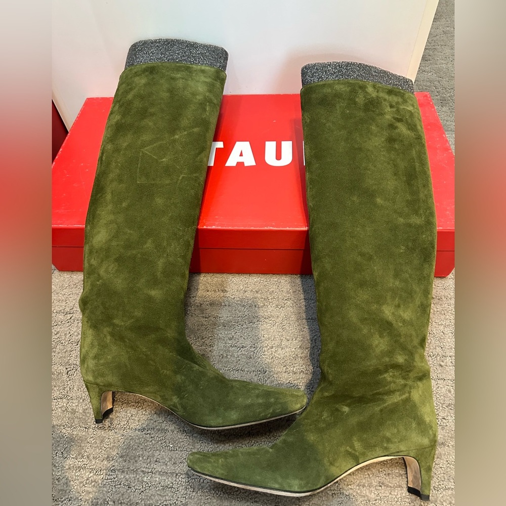 Staud Wally Olive Suede Knee-High Boots